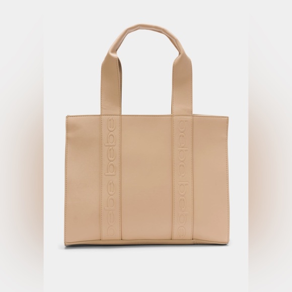 NWT Bebe Tan Women’s HANA POLYURETHANE TOTE - Picture 1 of 7